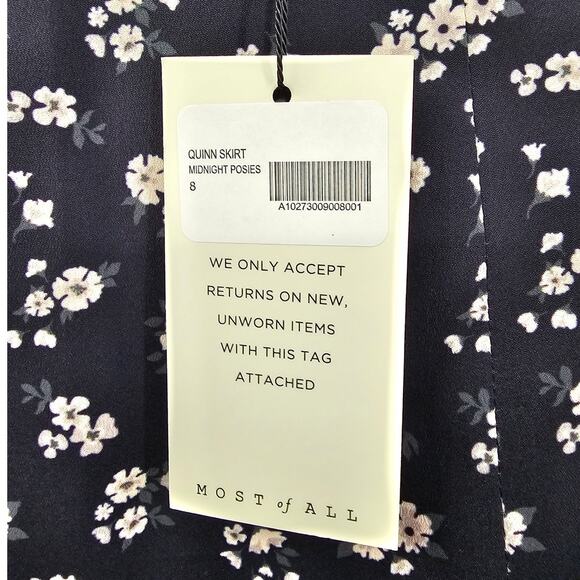 MOST OF ALL Quinn Skirt Midnight Posies Floral Womens Size 8 *NWT - Picture 3 of 5